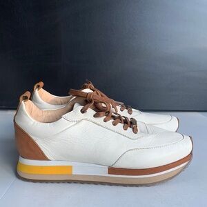 BOSI Women’s White Leather Lace Up Sneakers Shoes Size 38 (US 7.5-8)‎